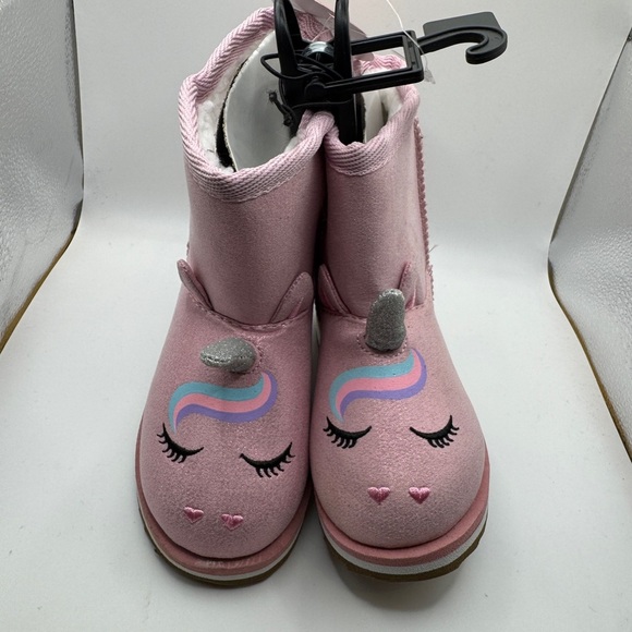 NWT Wonder Nation Toddler Girls Size 7 Light Pink Unicorn Warm Winter Boots - Picture 1 of 5